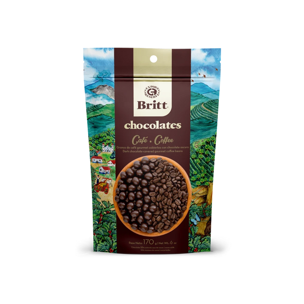 Granos de café cubiertos de chocolate oscuro