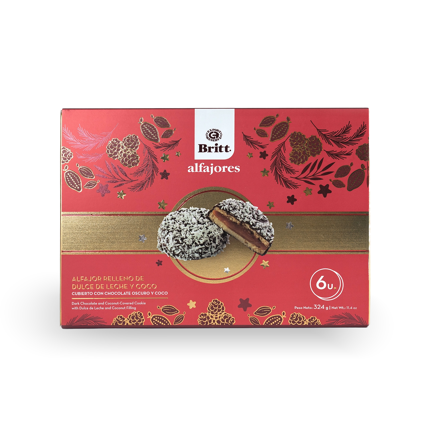 Alfajores Rellenos de Dulce de Leche y Coco Cubiertos de Chocolate Oscuro Britt