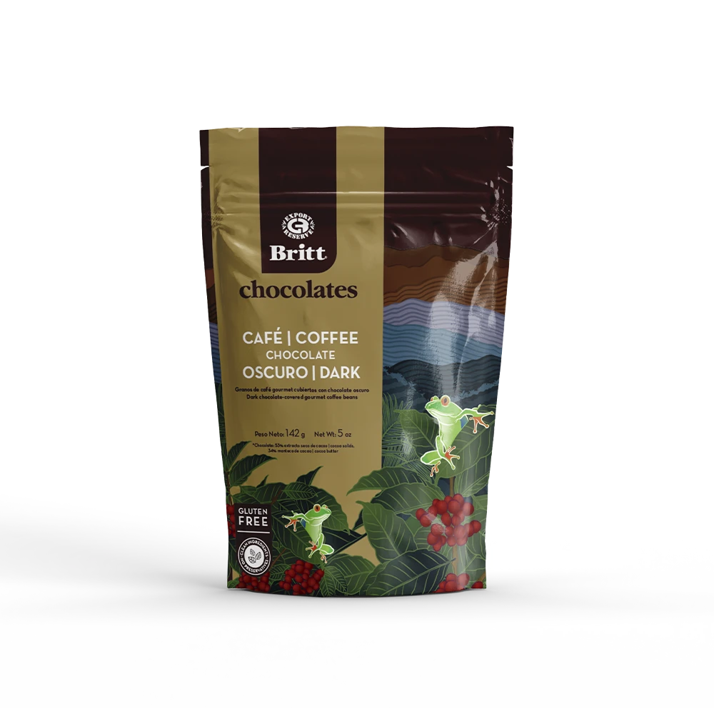 Granos de Café Gourmet Cubiertos de Chocolate Oscuro Britt