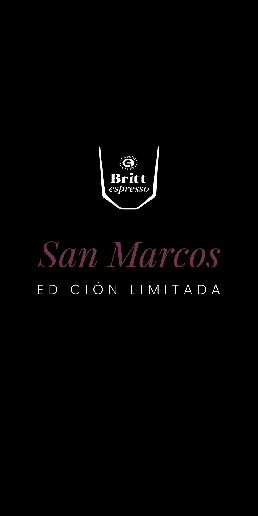 Logo Britt Espresso y texto San Marcos edición limitada