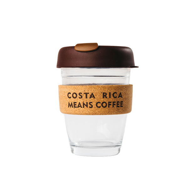 Vaso de Vidrio con Tapa Café